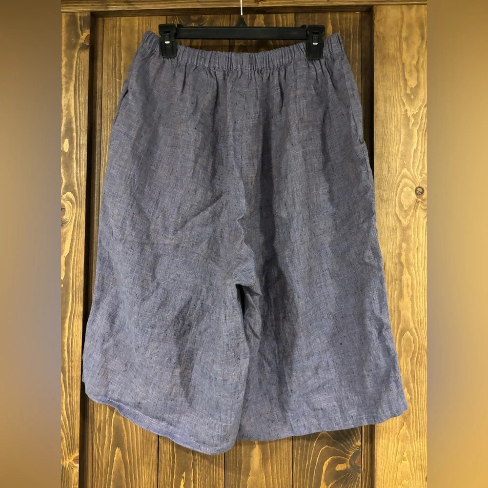 FLAX Linen Gaucho Wide Leg Pants Cropped Large - Picture 5 of 5